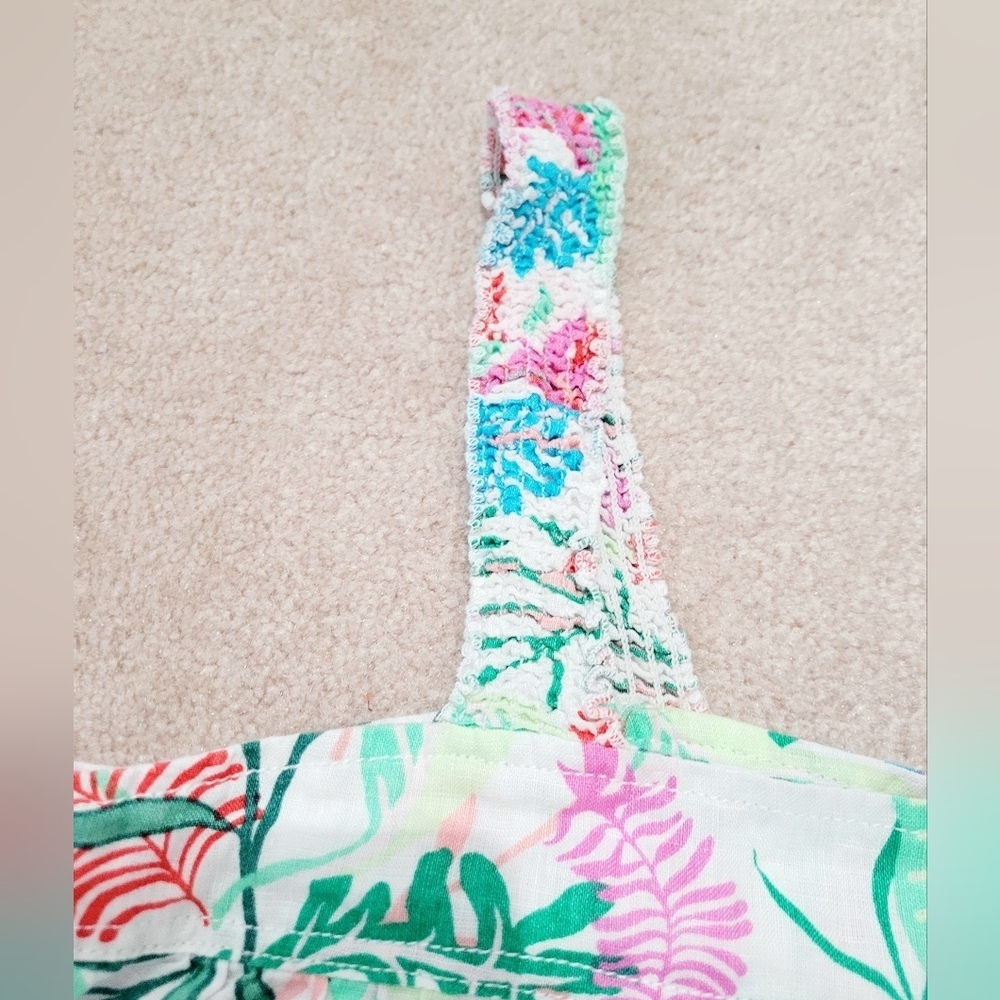 Cynthia Rowley Womens Tank Top Size M 100% Linen Colorful Tropical Leaf Print - Picture 6 of 10